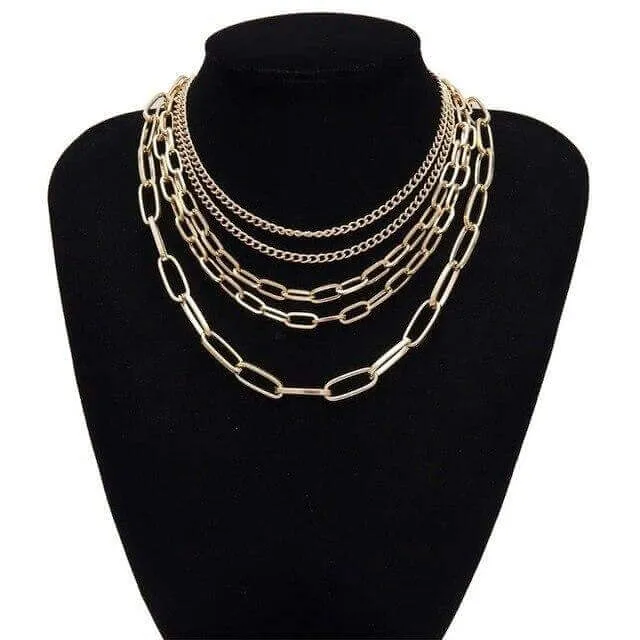 Layered Chains Statement Necklace