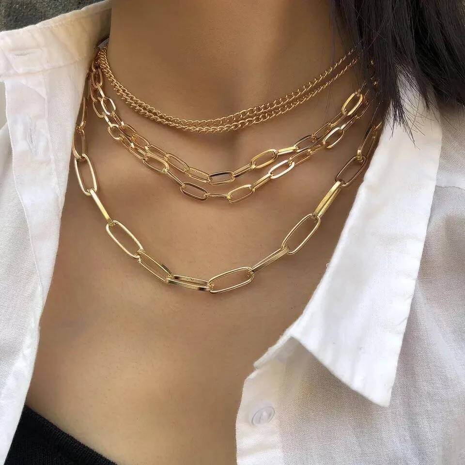 Layered Chains Statement Necklace