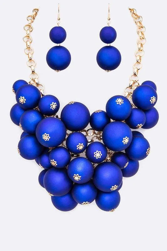 Matted Finish Statement Bib Necklace Set