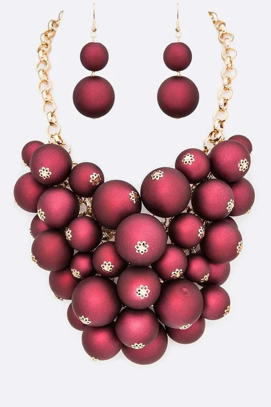 Matted Finish Statement Bib Necklace Set