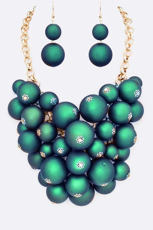 Matted Finish Statement Bib Necklace Set