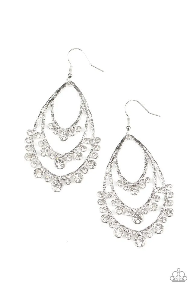 Paparazzi Earring ~ Break Out In TIERS - White
