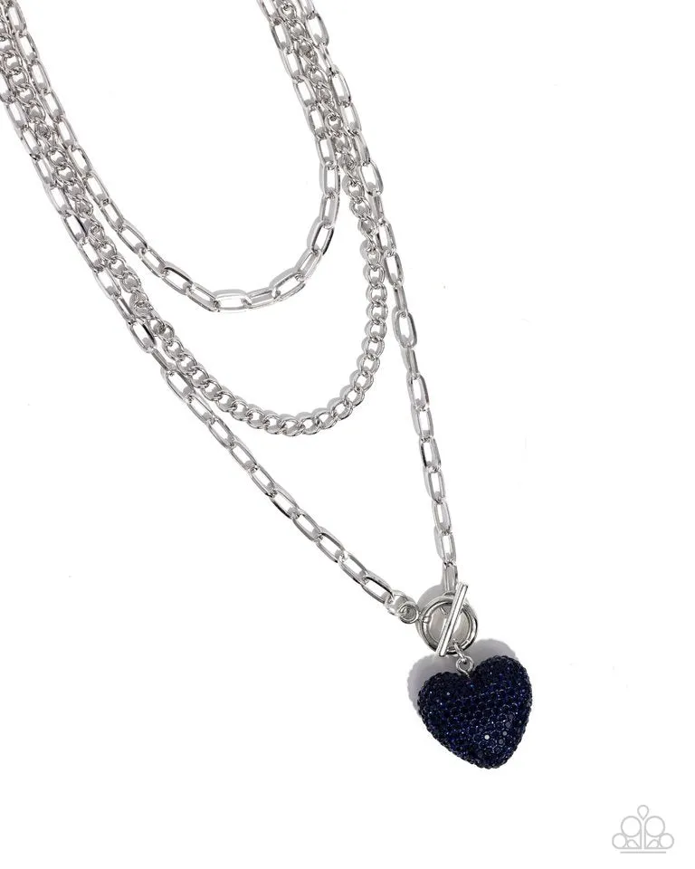 Paparazzi Necklace ~ HEART Gallery - Blue