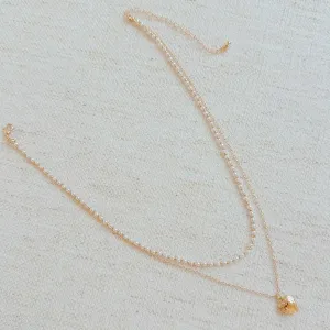 Pearls And Heart Locket Layered Necklace