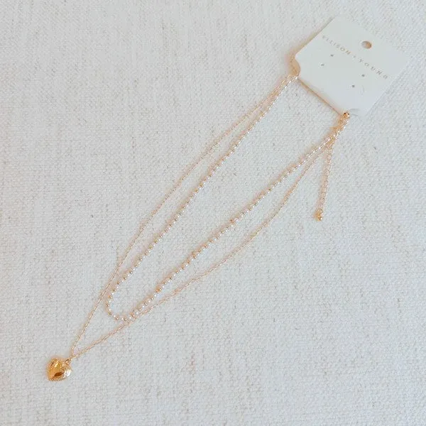 Pearls And Heart Locket Layered Necklace