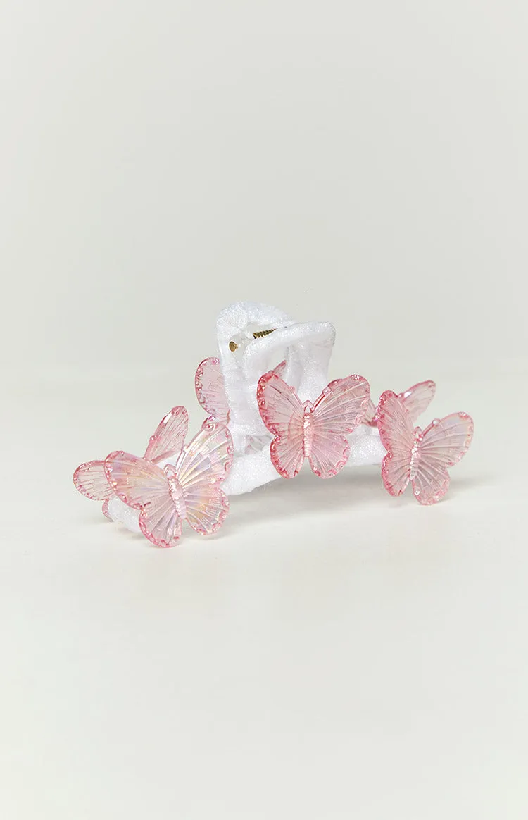 Pink Iridescent Butterfly Claw Clip