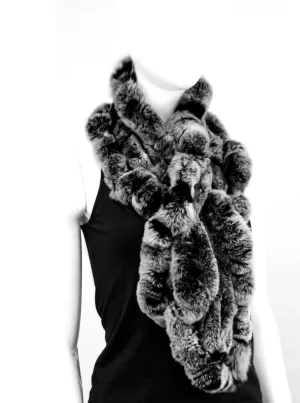 Rabbit Fur Ruffle Scarf [Black Frost-SCEG05]