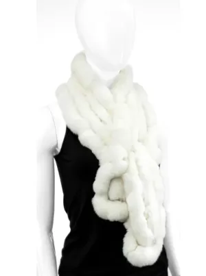 Rabbit Fur Ruffle Scarf [White-SCEG05]