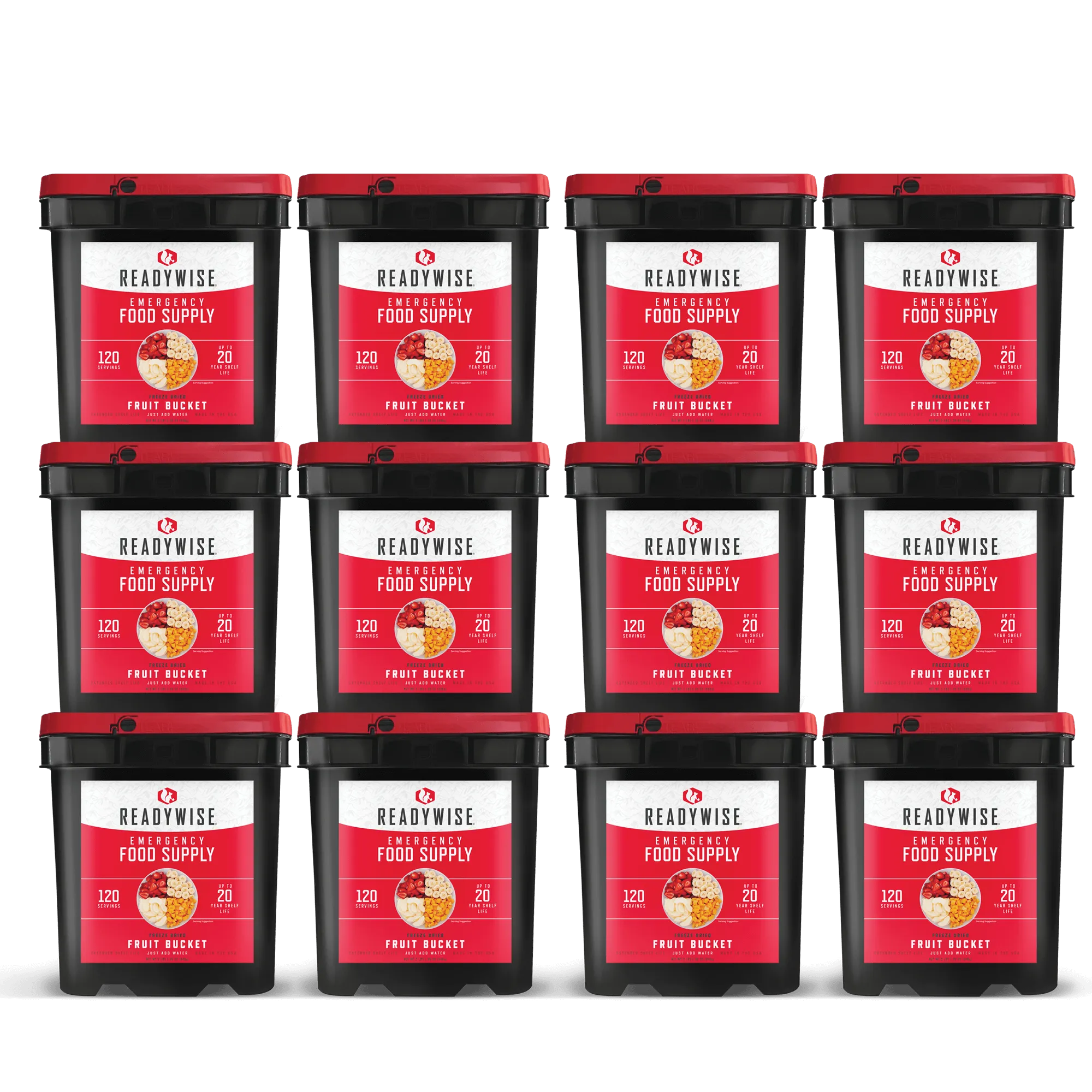 Readywise 1440 Serving Freeze Dried Fruit Bundle - 6 x 120 serving bucket