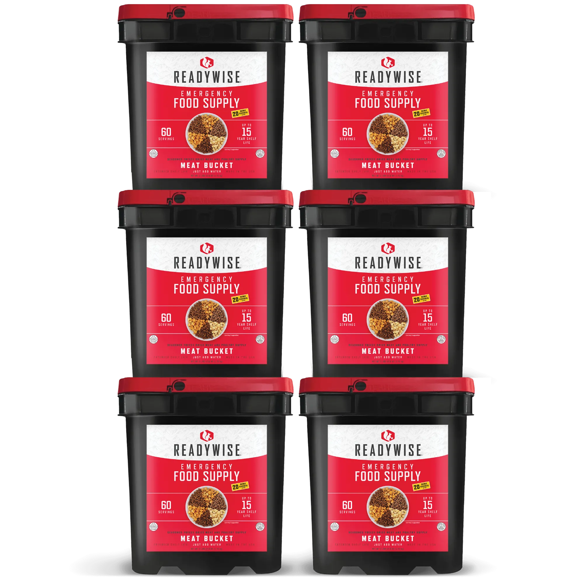Readywise Meat Bucket, 360 Serving Meat Bundle, Emergency, MRE Meal Food Supply, Premade, Freeze Dried Survival Food for Hiking, Adventure & Camping Essentials, Individually Packaged, 15 Year Shelf Life