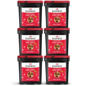 Readywise Meat Bucket, 360 Serving Meat Bundle, Emergency, MRE Meal Food Supply, Premade, Freeze Dried Survival Food for Hiking, Adventure & Camping Essentials, Individually Packaged, 15 Year Shelf Life