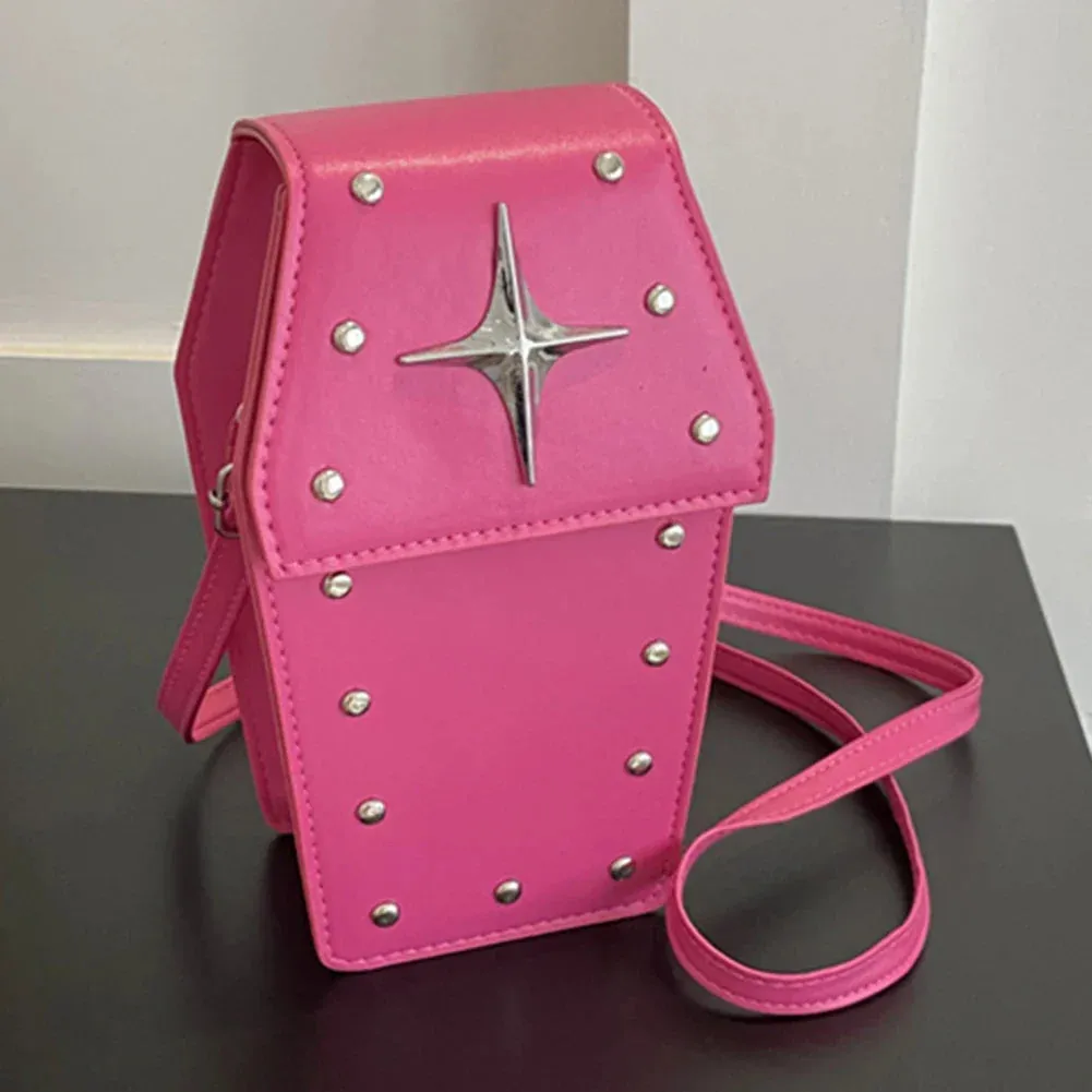 Retro Gothic Dark Personalized Star Rivet PU Leather Women Halloween Handbag