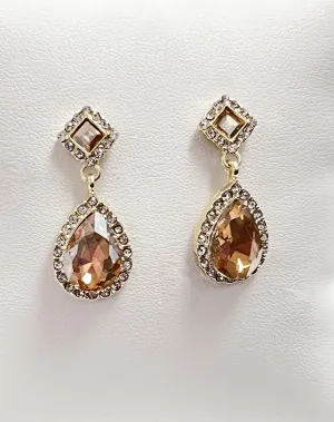 Sara - Topaz Rhinestone Teardrop Earrings
