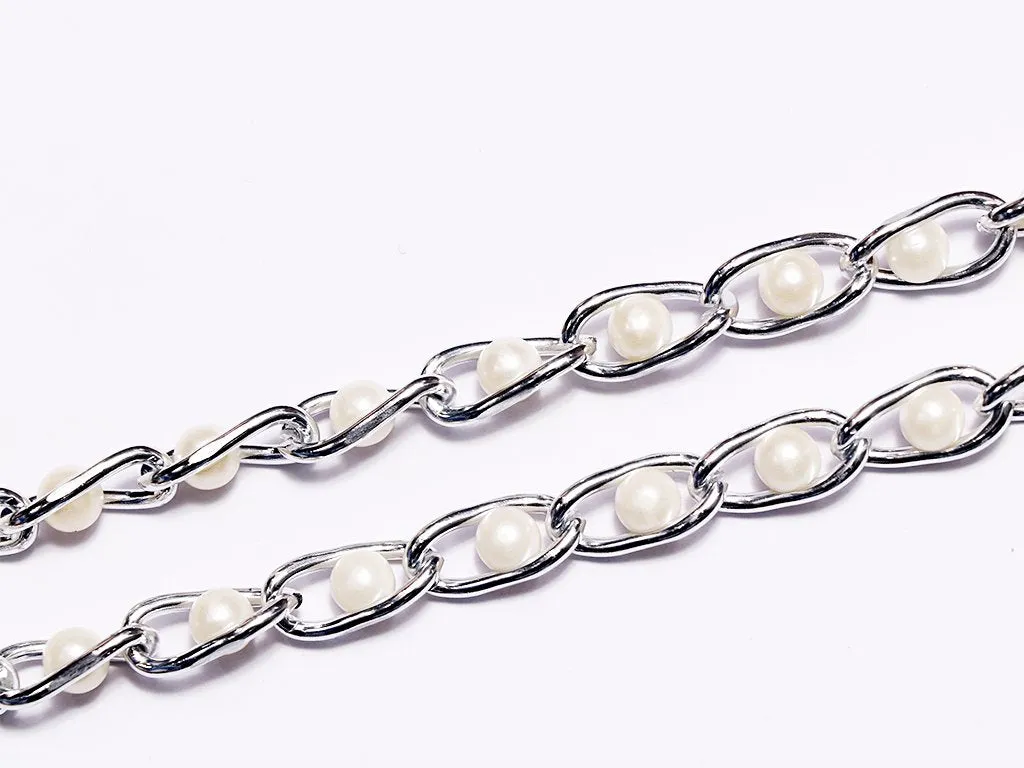 Silver Designer Metal Chain with Plastic Beads