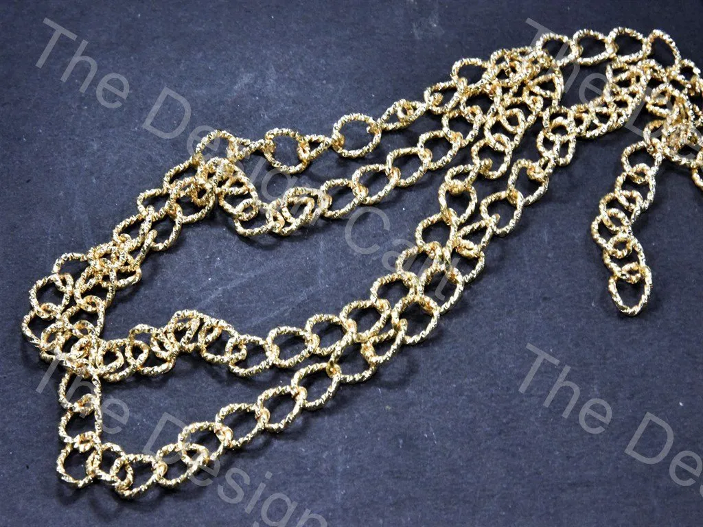 Spiral Round Design Golden Metal Chain