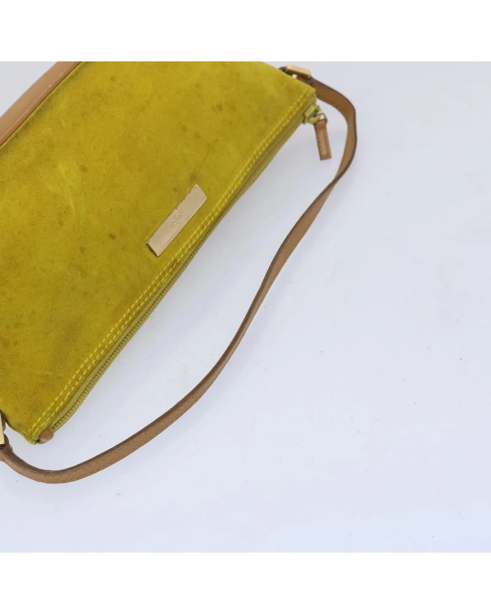 Suede Accessory Pouch in Yellow