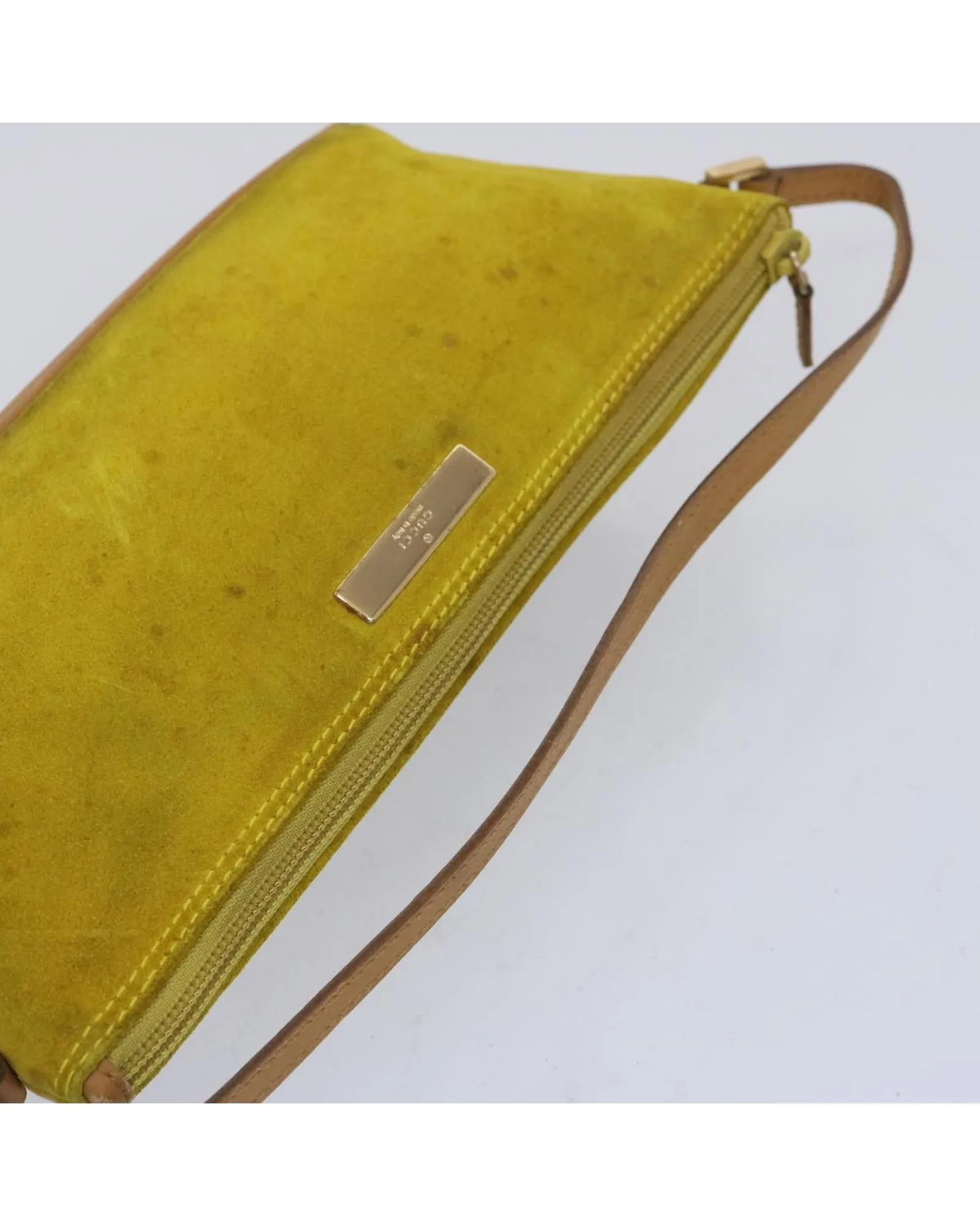 Suede Accessory Pouch in Yellow