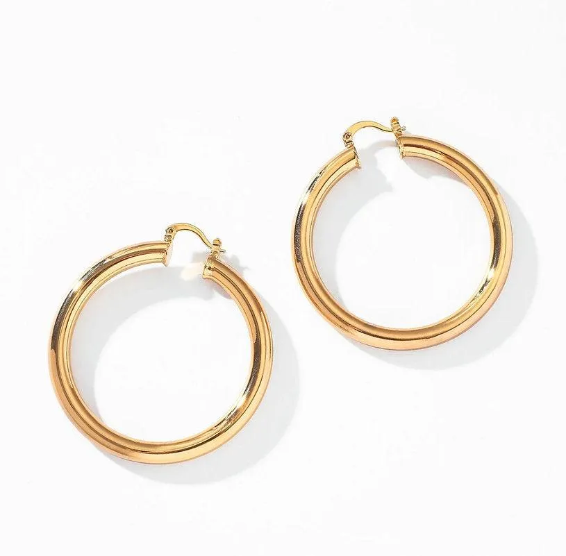 Thick Gold Plated Chunky Hoop Earrings