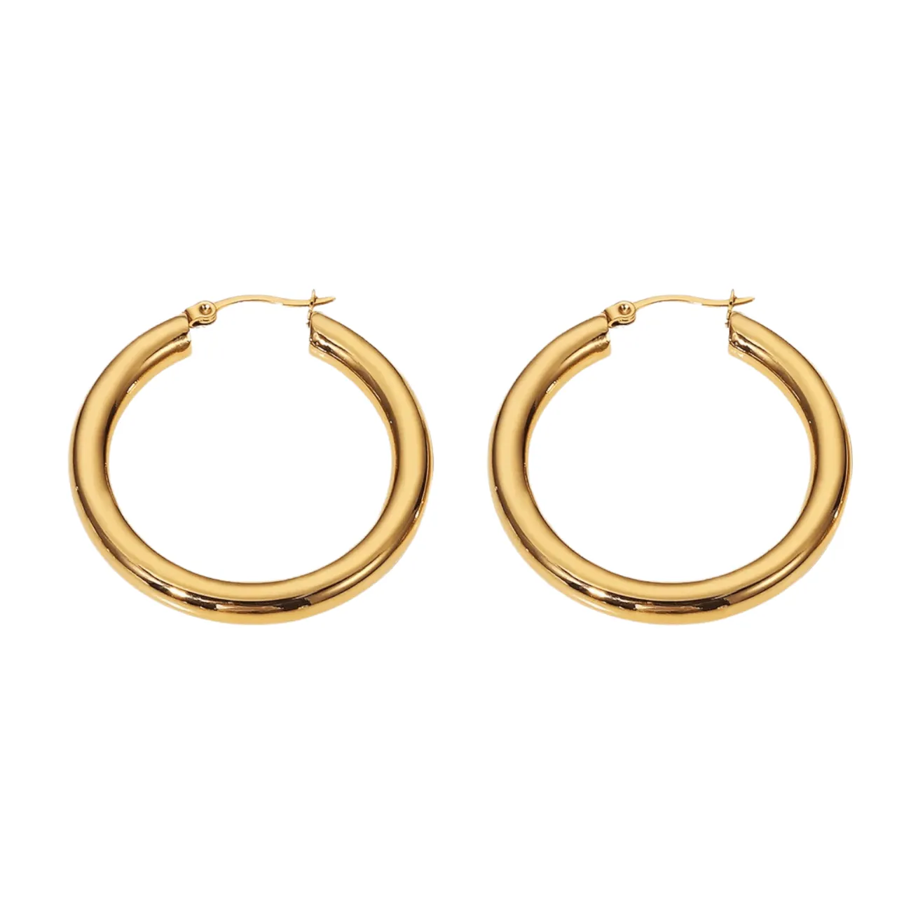 Thick Gold Plated Chunky Hoop Earrings