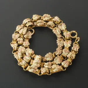Victorian Maple Leaf Chain 3-color Gold Necklace, 10 kt., 19' long . j-nlch185