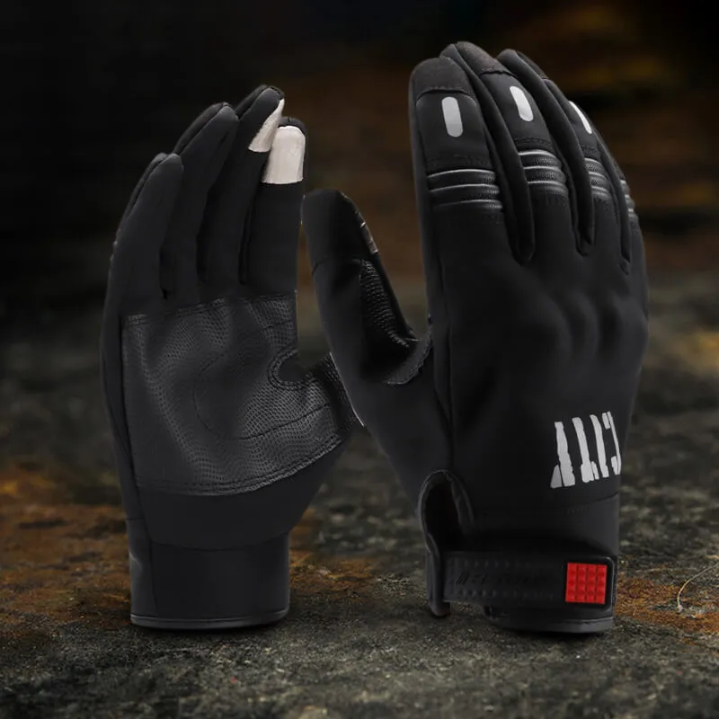 Winter Fleece Nylon Biker Gloves